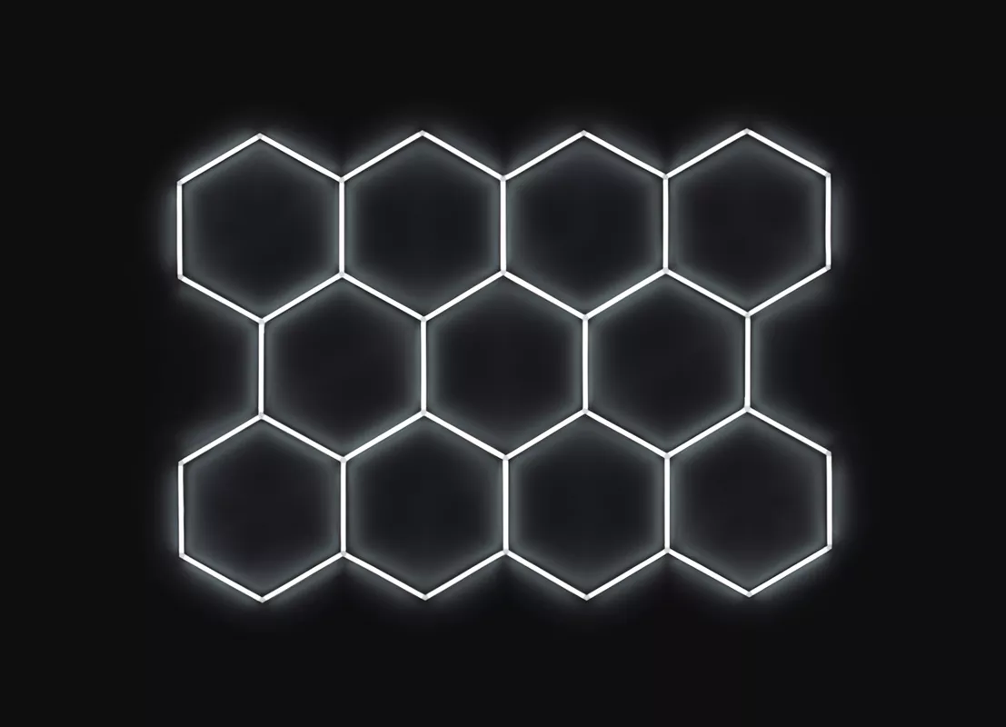 Kompletní LED hexagonové světlo, 11 ks 336 x 238 cm, studená bílá 6500 K Hexagon LED