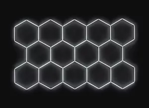 Kompletní LED hexagonové světlo, 14 ks 420 x 238 cm, studená bílá 6500 K