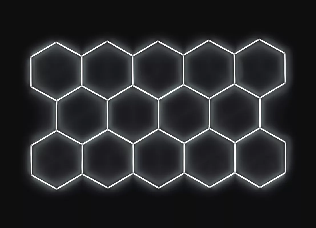 Kompletní LED hexagonové světlo, 14 ks 420 x 238 cm, studená bílá 6500 K Hexagon LED