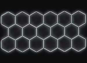 Kompletní LED hexagonové světlo, 17 ks 504 x 238 cm, studená bílá 6500 K
