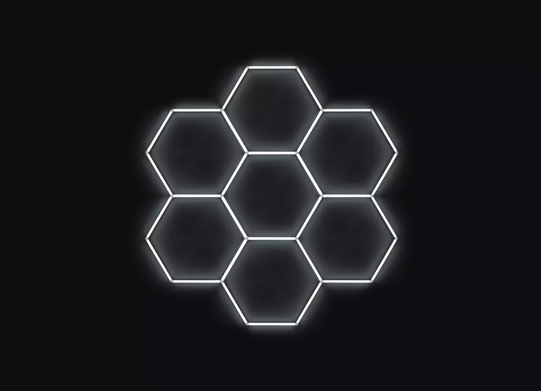 Kompletní LED hexagonové světlo, 7 ks 238 x 252 cm, studená bílá 6500 K Hexagon LED