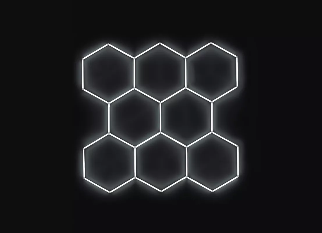 Kompletní LED hexagonové světlo, 8 ks 252 x 238 cm, studená bílá 6500 K Hexagon LED